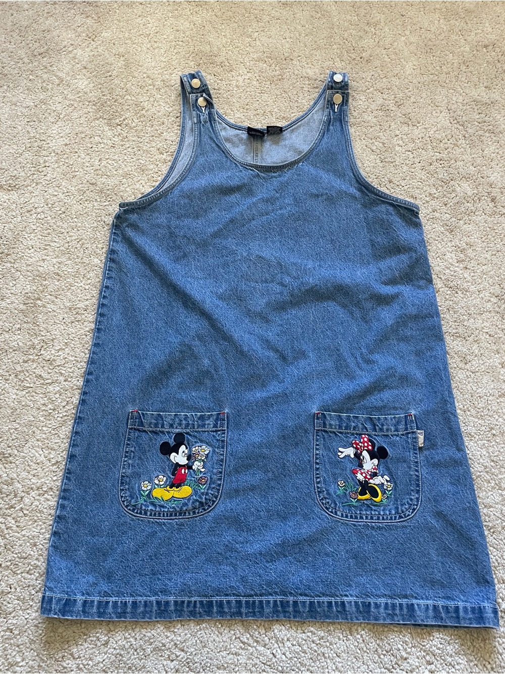 Vintage Mickey Unlimited Jerry Leigh blue denim overall jumper dress size L